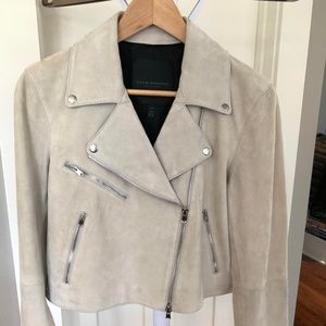 NWOT Club Monaco Suede Leather Moto Jacket